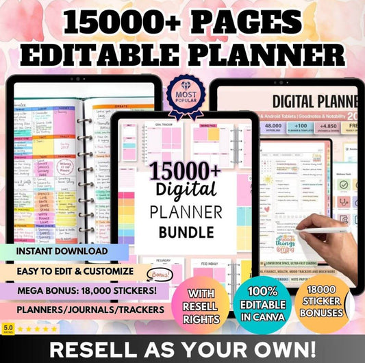 15,000+ Pages PLR Planners, Journals, Trackers | Monster Template Bundle with Resell Rights (ON SALE!)